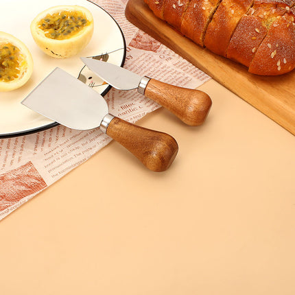Cheese Knives Set – Portable for Picnic, 4.9 Inches with Wooden Handle, Silver, Set of 6.