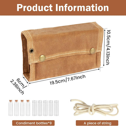 Camping Spice Set - Waterproof - 9 Spice Tins with Canvas Storage Bag and Hanging Hole.