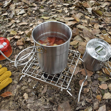 Folding Camping Grill - Stainless Steel 304 Cooking Grate with Folding Legs - Portable Charcoal and Cooking Stand - Lightweight BBQ Rack for Camping, Hiking and Backpacking.