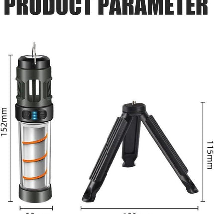 Multifunctional Camping Lamp with Mosquito Repellent - 5 Light Modes & Dual Color Temperature - IPX6 Waterproof - USB-C Rechargeable with Magnetic Hook.