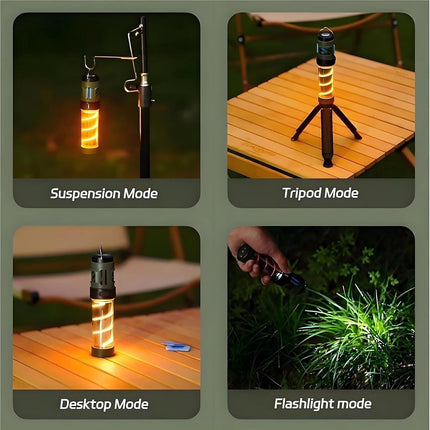 Multifunctional Camping Lamp with Mosquito Repellent - 5 Light Modes & Dual Color Temperature - IPX6 Waterproof - USB-C Rechargeable with Magnetic Hook.