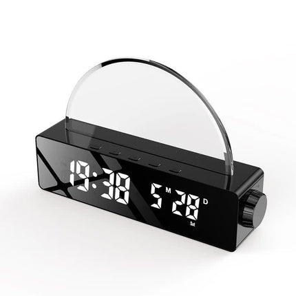 Sunrise Wake-Up Light LED Sleep Mood Lamp Black/White with Clock Calendar 1 piece Black.