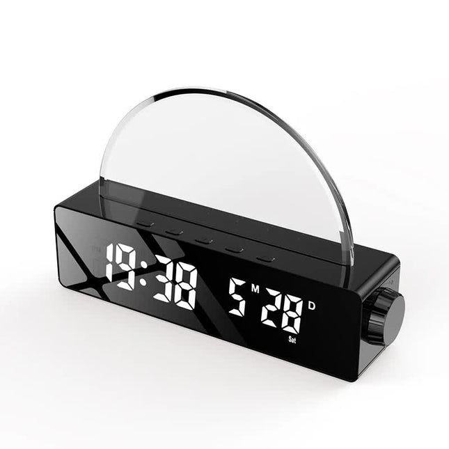 Sunrise Wake-Up Light LED Sleep Mood Lamp Black/White with Clock Calendar 1 piece Black.