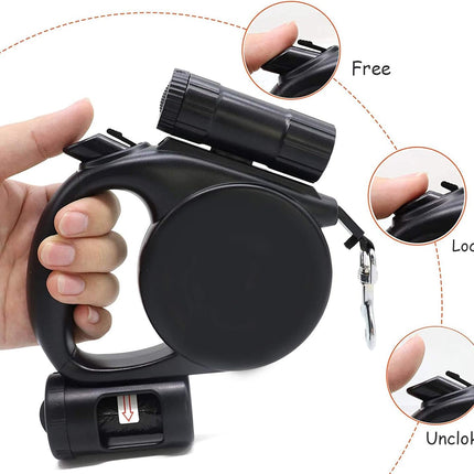 Retractable Dog Leash - Storage Box - 4.5 m - Illuminated - Black - 1 pc.