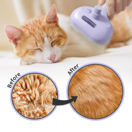 Self-Cleaning Brush - Antistatic - Pet - 3-in-1 - Purple - 1st.