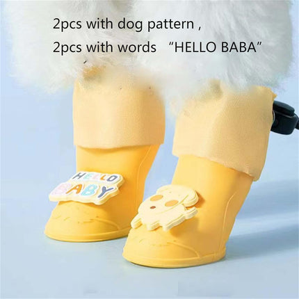 Dog Boots - Waterproof - Small and Medium Dogs - Yellow - Medium - 4 pcs.