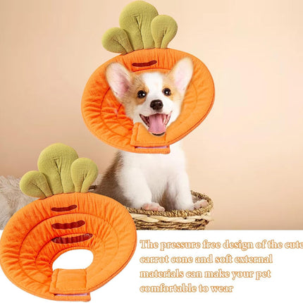 Pet Cone Collar - Soft - Prevents Licking and Biting - Carrot - Small - 1st.