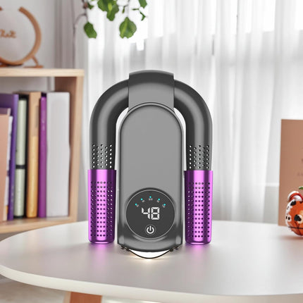 Shoe dryer - Foldable button dryer - Silent device - With timer - Black and purple - 1 pack.