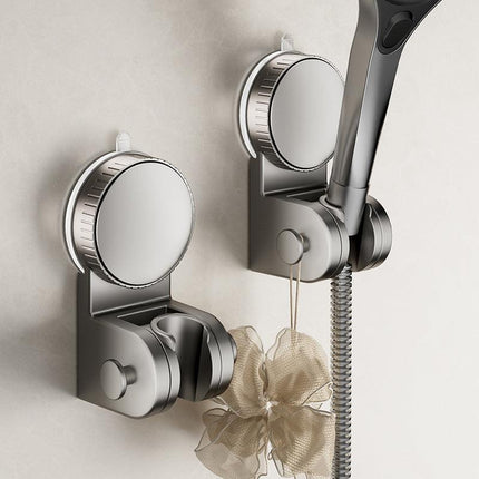 Shower Head Holder - Punch-Free - Strong Self-Adhesive - Hand Shower Tray - Gray - With Hook - 1 Pack.