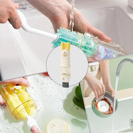 Bottle brush - bottle brush - cleaning brush - 5-in-1 brush head and bottle brush - multifunctional tool for cleaning water bottles.