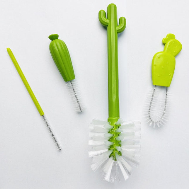 Bottle brush - bottle brush - cleaning brush - cactus shape - includes bottle brush, nipple brush, detail brush and straw brush - suitable for bottle drying rack.