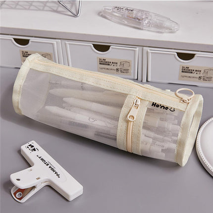 Pencil Case Pen Holder Transparent Large Capacity Off White 1 Piece.