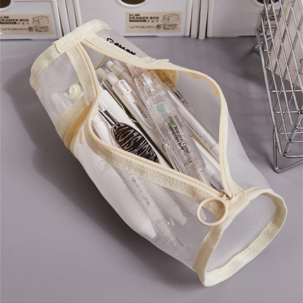Pencil Case Pen Holder Transparent Large Capacity Off White 1 Piece.
