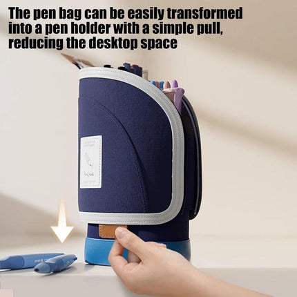Telescopic Pen Holder - Large Capacity - Dark Blue - 1 Pack.