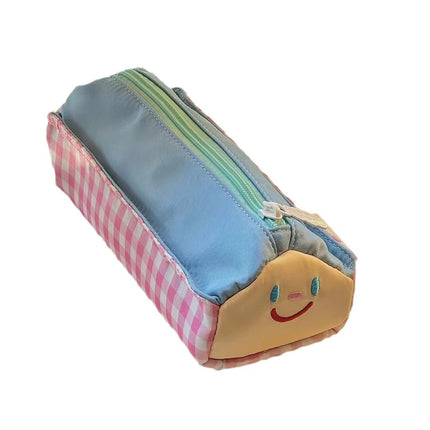Pencil Case - Large Capacity - Cute and Lovely - Pink Check - 1 Piece.
