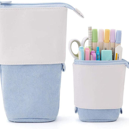 Pencil Case-Telescopic Pen Holder-Large Capacity-Light Blue-1 Piece.