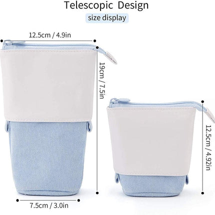 Pencil Case-Telescopic Pen Holder-Large Capacity-Light Blue-1 Piece.