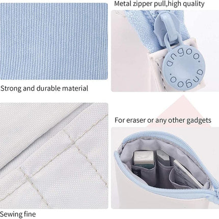 Pencil Case-Telescopic Pen Holder-Large Capacity-Light Blue-1 Piece.