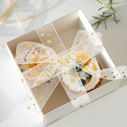 Gift ribbon - Mesh wrapping tape - Star pattern - 9 meters - 1 pack.