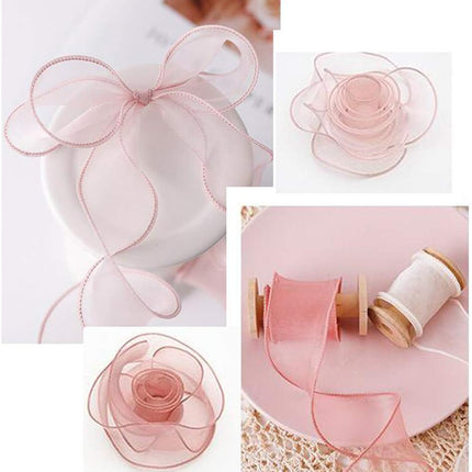 Gift ribbon - Gift wrapping ribbon - 40 m long - Pink ribbon - 1 pack.