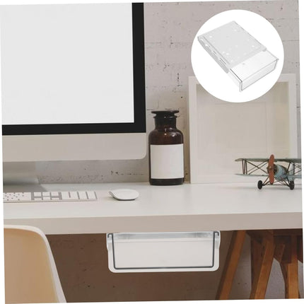Under Desk Storage Box - Hidden Drawer - No Punching - Large Capacity - 1 Pack.