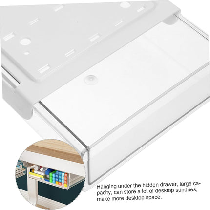 Under Desk Storage Box - Hidden Drawer - No Punching - Large Capacity - 1 Pack.