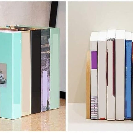 Bookends - Non-slip bookends - Heavy duty wooden bookends - Removable - 2-pack.
