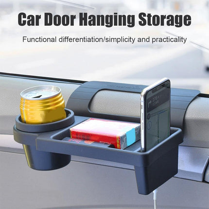 Car Key Box - Door and Window Pocket Accessory Organizer - with Cup Holder - Car Window Organizer - Key and Phone Organizer - Black.