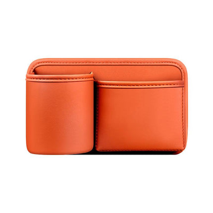 Car Key Box - Handy Bottle Holder for the Back Seat - Car Interior Accessory for Campers and Trucks - Orange - Leather.