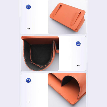 Car Key Box - Handy Bottle Holder for the Back Seat - Car Interior Accessory for Campers and Trucks - Orange - Leather.