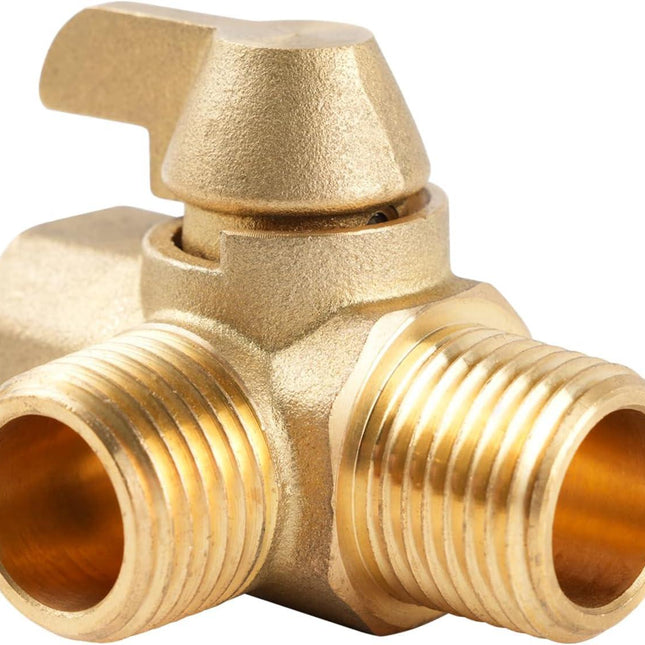 Brass 3-way bypass valve for boiler kits, 1/2" NPT connections.