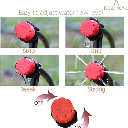 Drip Irrigation Emitters 50 Pieces Irrigation Drippers 360 Degree System Emitters Sprinklers Drip Irrigation 1/4 Inch Pipe Gardening (Red).