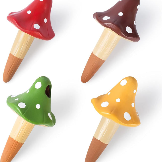 Self-Watering Spikes, Mushroom-Shaped Plant Watering Balls, Irrigation, Terracotta Watering Device, Garden Irrigation for Indoor and Outdoor Plants, 4-Pack.