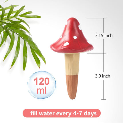 Self-Watering Spikes, Mushroom-Shaped Plant Watering Balls, Irrigation, Terracotta Watering Device, Garden Irrigation for Indoor and Outdoor Plants, 4-Pack.