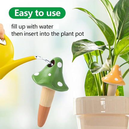 Self-Watering Spikes, Mushroom-Shaped Plant Watering Balls, Irrigation, Terracotta Watering Device, Garden Irrigation for Indoor and Outdoor Plants, 4-Pack.