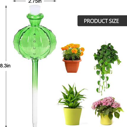 Self-watering planter. Watering devices for plants. Watering bulbs for plants. 4 plant watering bulbs. Green, cactus-shaped, self-watering bulbs, medium-sized. Gifts for plant lovers..