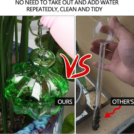 Self-watering planter. Watering devices for plants. Watering bulbs for plants. 4 plant watering bulbs. Green, cactus-shaped, self-watering bulbs, medium-sized. Gifts for plant lovers..