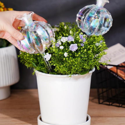 Large Plant Watering Balls (2-Pack), Iridescent Glass Cactus Self-Watering Globe, Glass Watering Device for Potted Plants - 4.7 oz/140 ml Capacity, Automatic Irrigation System, Cute Garden Gift.