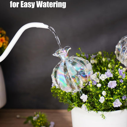 Large Plant Watering Balls (2-Pack), Iridescent Glass Cactus Self-Watering Globe, Glass Watering Device for Potted Plants - 4.7 oz/140 ml Capacity, Automatic Irrigation System, Cute Garden Gift.