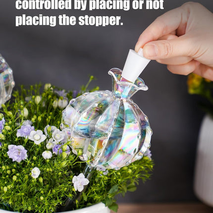 Large Plant Watering Balls (2-Pack), Iridescent Glass Cactus Self-Watering Globe, Glass Watering Device for Potted Plants - 4.7 oz/140 ml Capacity, Automatic Irrigation System, Cute Garden Gift.