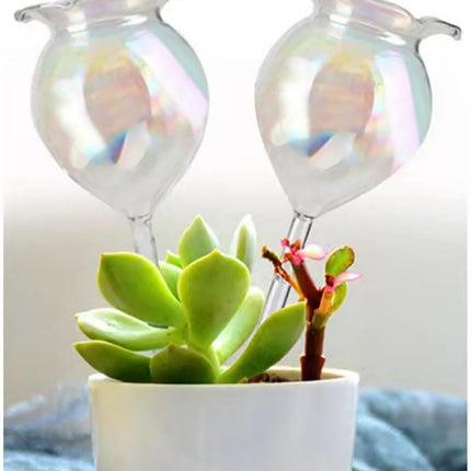 Plant Watering Balls Self-Watering Spikes Hand-Blown Laser Colorful Glass Plant Watering Balls Devices for Indoor & Outdoor Fill from Top 2 Stripe Flower Shape.