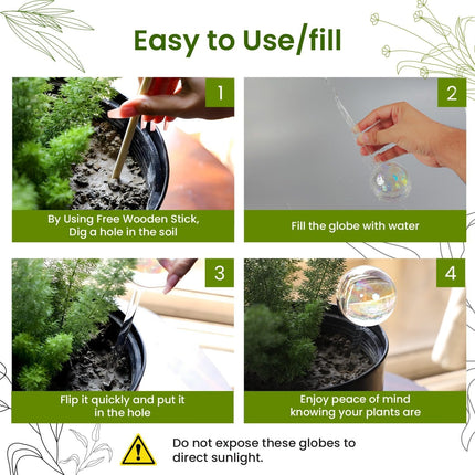 Iridescent self-watering balls, glass rainbow plant watering balls, self-watering planter insert, automatic indoor plant watering, plant watering devices, plant watering balls, watering ball.