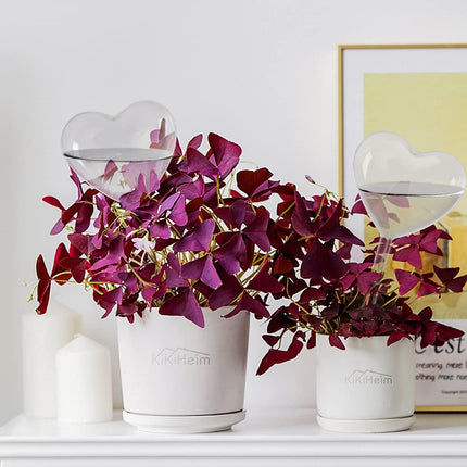 Self-watering plant watering balls, hand-blown glass plant watering balls, watering balls for indoor and outdoor plants, 2 hearts.