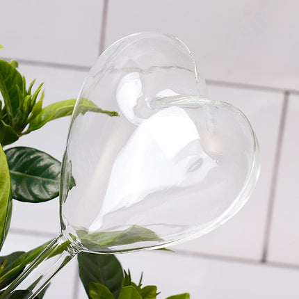 Self-watering plant watering balls, hand-blown glass plant watering balls, watering balls for indoor and outdoor plants, 2 hearts.