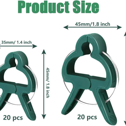 40 pieces plant clips, garden clips, plant clips, reusable tomato clips, multifunctional rattan plant clips, rose clips, sturdy cucumber clips, orchid clips, plant support, adjustable clips, green (20 large and 20 small).