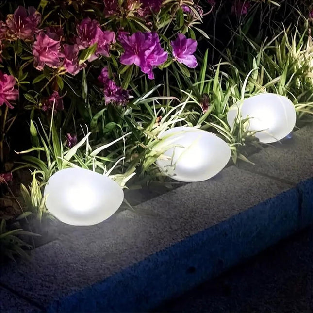 Solar Garden Light Outdoor Glow Cobblestone Shape Lamp Garden Decor Light - White & RGB Light Waterproof Landscape Night Light for Lawn/Patio/Path 1 pc..