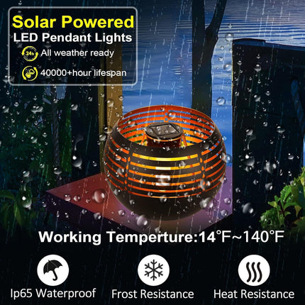 Waterproof outdoor solar lanterns, solar table lamp for outdoor patio, metal pot with warm yellow dancing and flickering flame light, decorative LED table lamp for garden decor, landscape, yard.