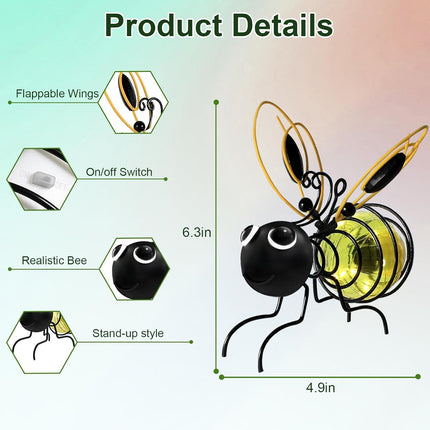 Hanging Bee Sun Garden Light Outdoor Decoration, Outdoor Statues, Figure Lighting Decorations for patio, balcony, garden ornament, housewarming (1 piece).
