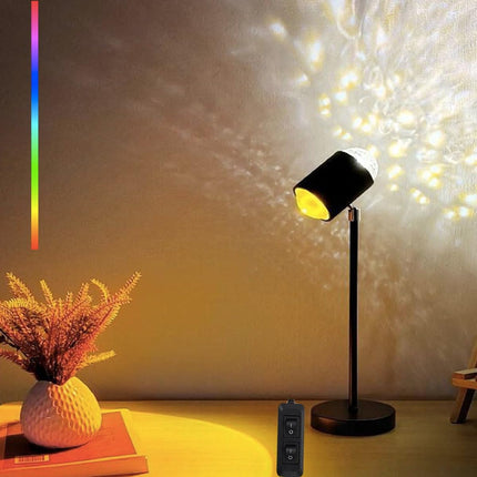 Water Ripple Lamp Sunset Lamp 2-in-1 3D Projector LED Light Sunset Ocean Light Project USB Powered Night Light 360° Rotation Button Control for Bedroom Photography Festive Atmosphere.