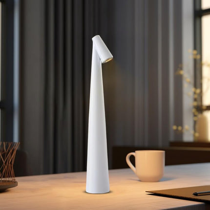Portable LED Table Lamp with Touch Sensor, Metal Desk Lamp with 3 Brightness Levels, Rechargeable Night Light with 3 Colors Touch Control for Bedside and Dining Room (White).